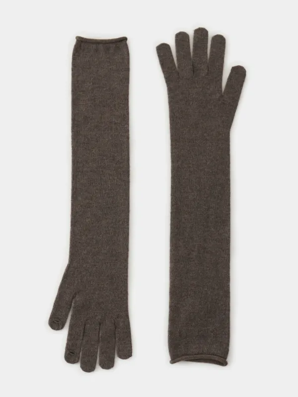 Serene Wool Long Gloves (brown)