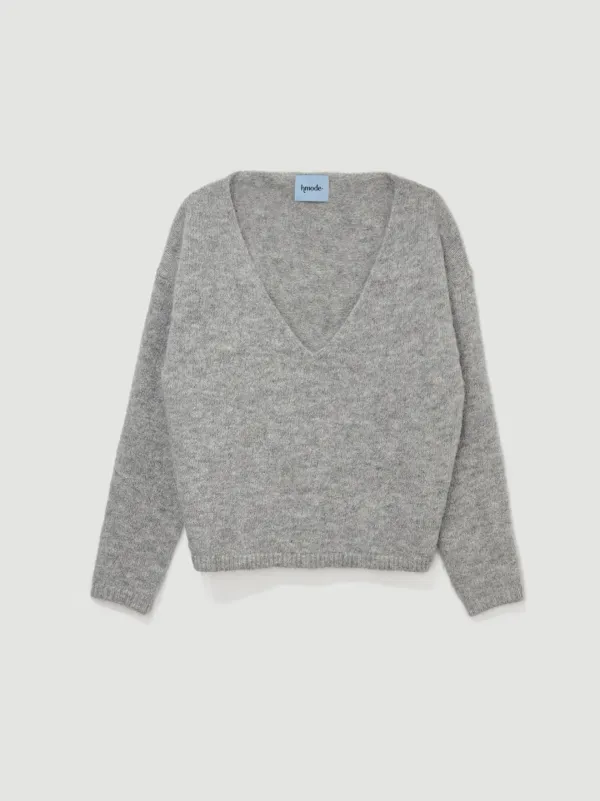 Deep v-neck knit (그레이)