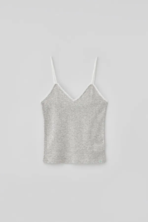 (1st re-stock) T/T Aeris lace sleeveless top (melange white)
