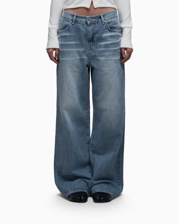 201 CAT WASHING STRAIGHT JEANS LIGHT BLUE