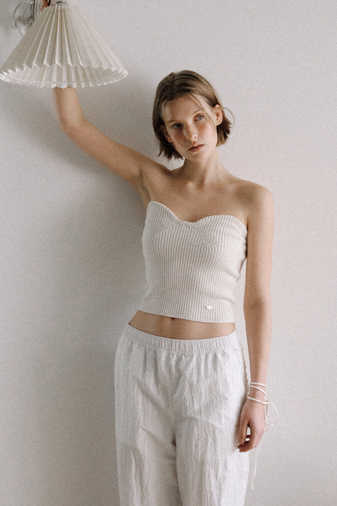 루시르주 Heart Neck Knit Bustier + Halter Strap (cream) 상품 이미지 1