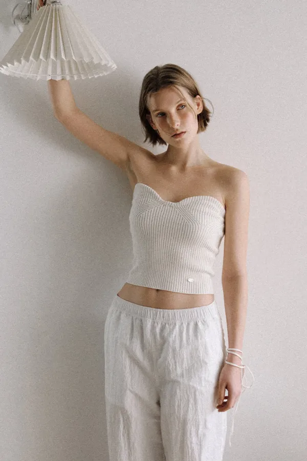 Heart Neck Knit Bustier + Halter Strap (cream)