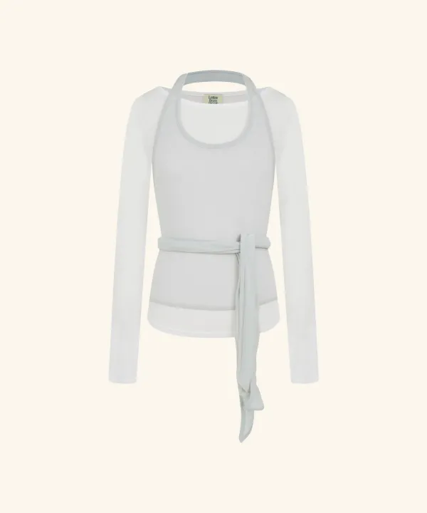 Halter-Neck Layered Soft Top ( Grey )