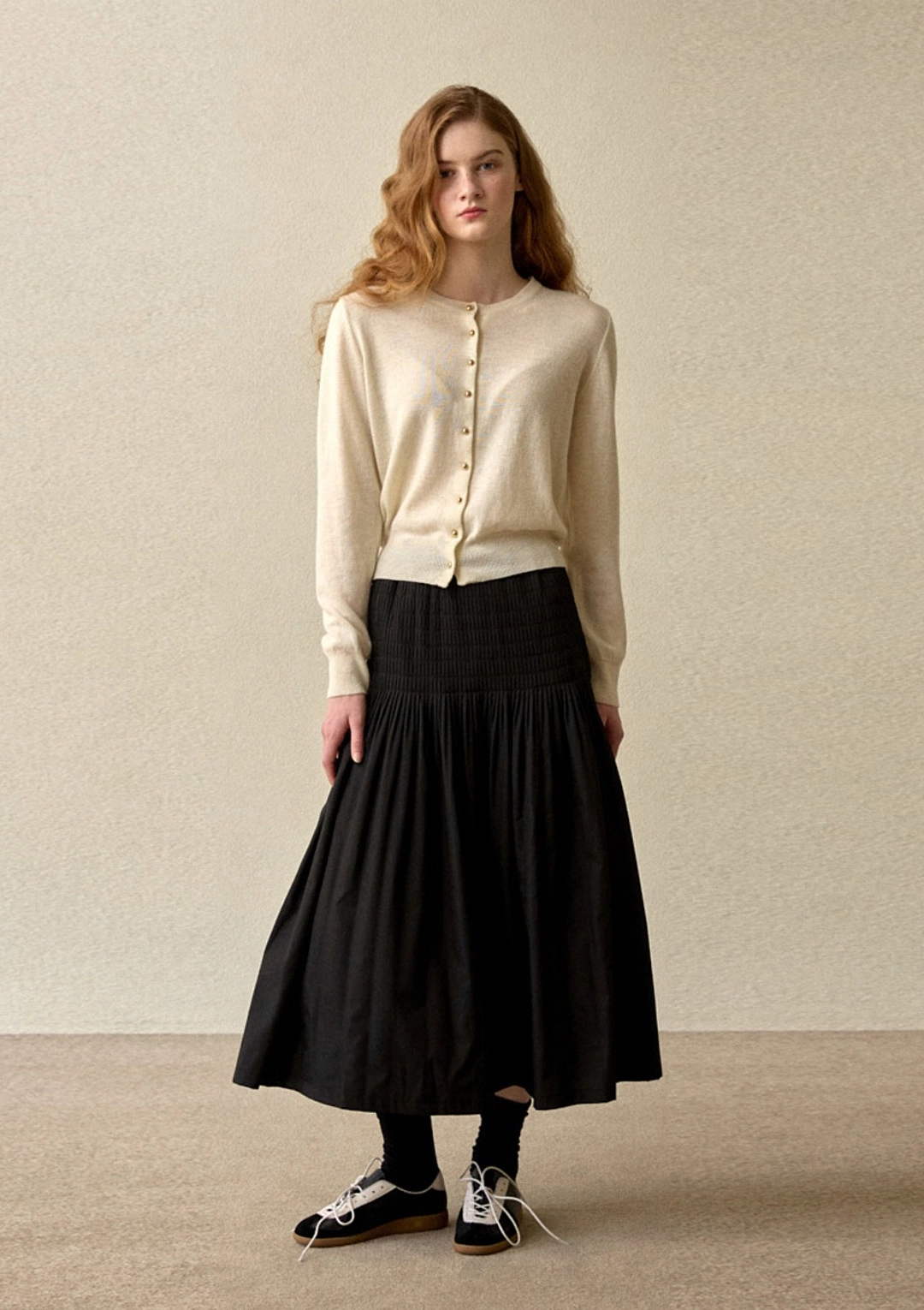 오픈도어 Handmade Wrinkle Pin Tuck Skirt BLACK 상품 이미지 2