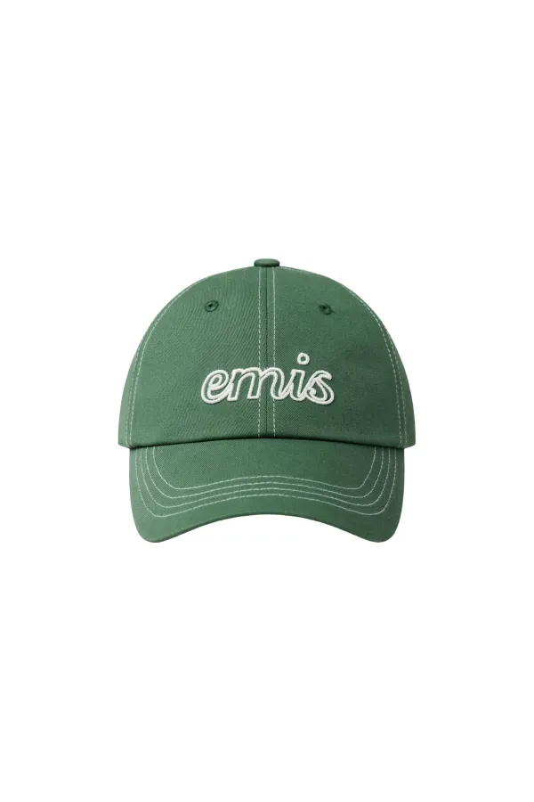 LETTERING LOGO WHITE STITCH BALL CAP-GREEN