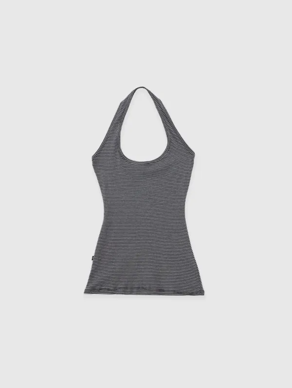 [11th 재입고] Stripe Halter Top (Black)