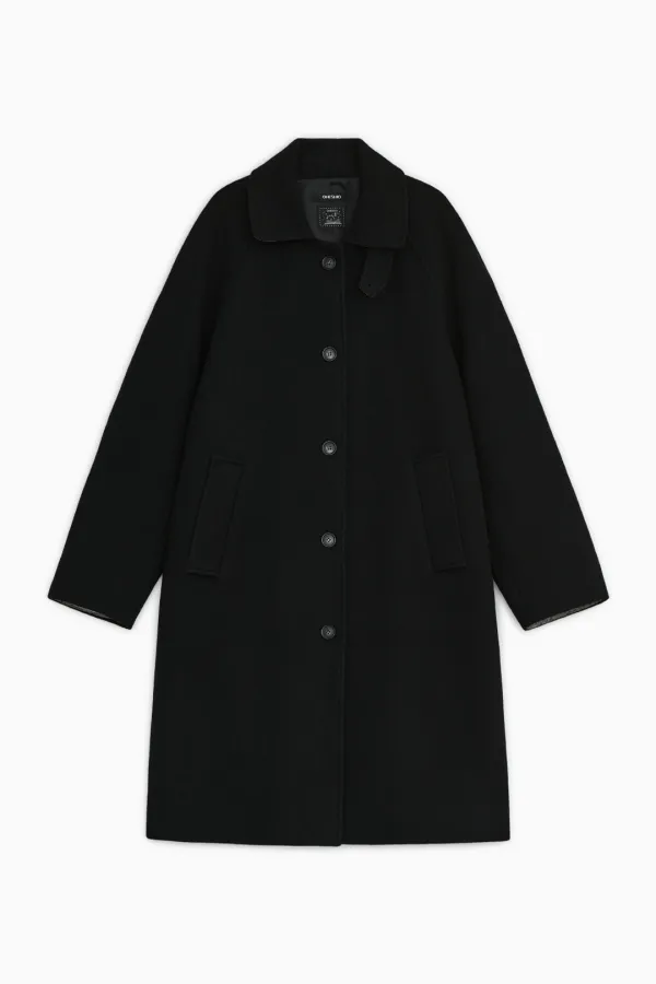 FLORAL BALMACAAN LONG COAT, BLACK - OHESHIO