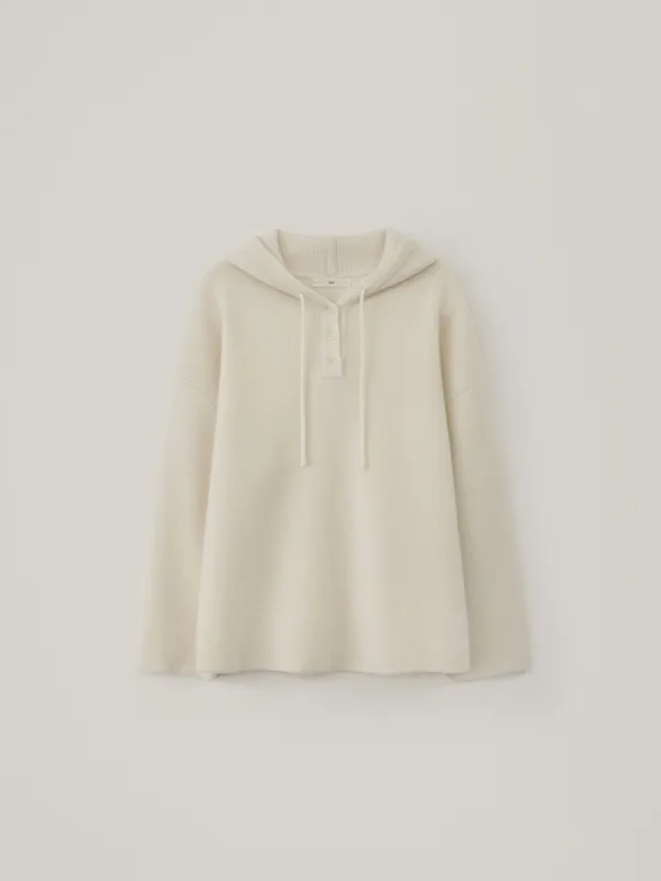 Loose Wool Hoodie Knit - Ivory