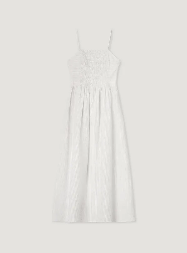 SHERRY SHIRRING ONE PIECE_IVORY STRIPE