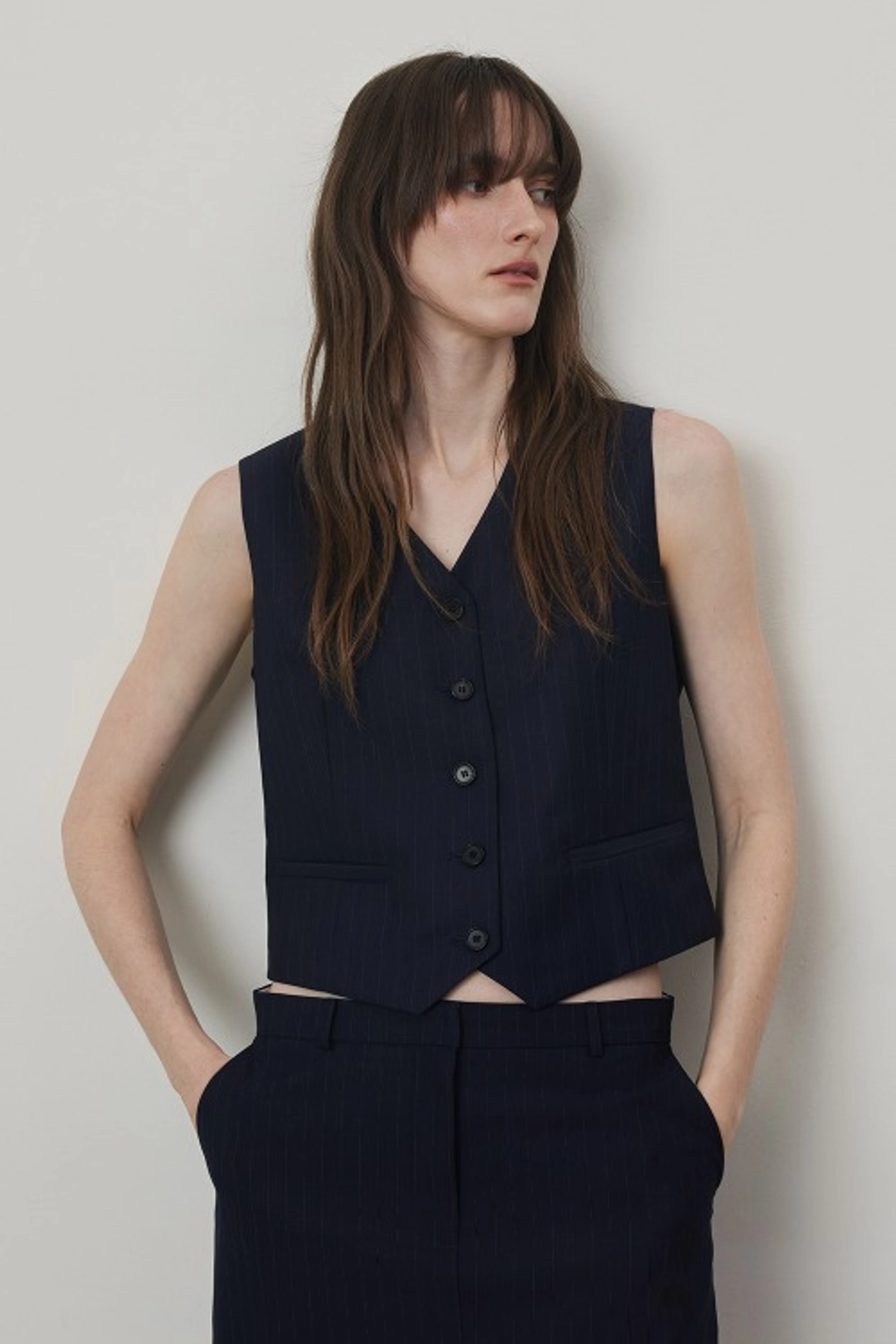 퀸스래빗 Stripe Four Set Up Suit-Single Breast Vest 상품 이미지 2