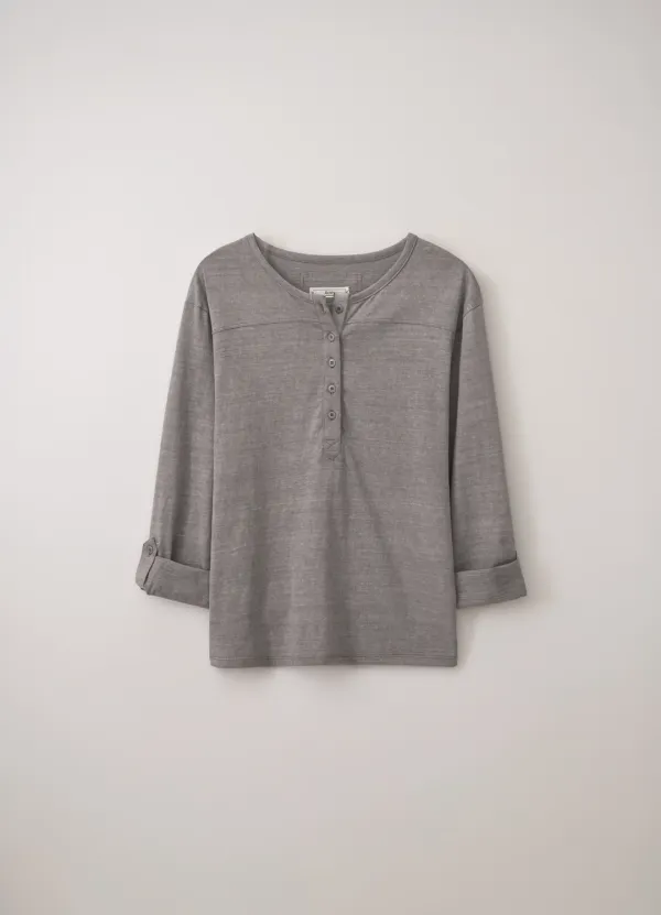 2nd / Roll up Henley Neck tee (Melange Gray)