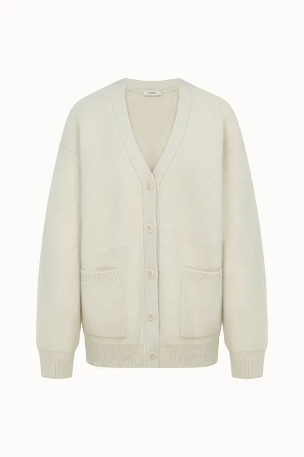V-Neck Raccoon Cardigan[LMBEWIKN300]-Ivory