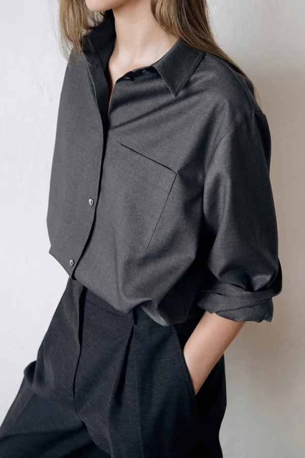Nodel Wool Shirt (Melange Charcoal)