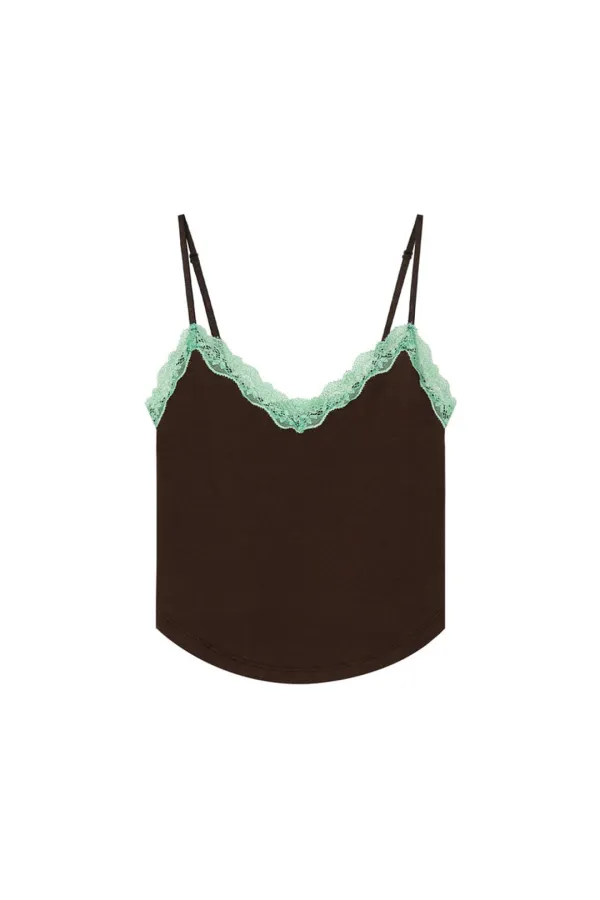 LACE POINT CAMI TOP (BROWN)