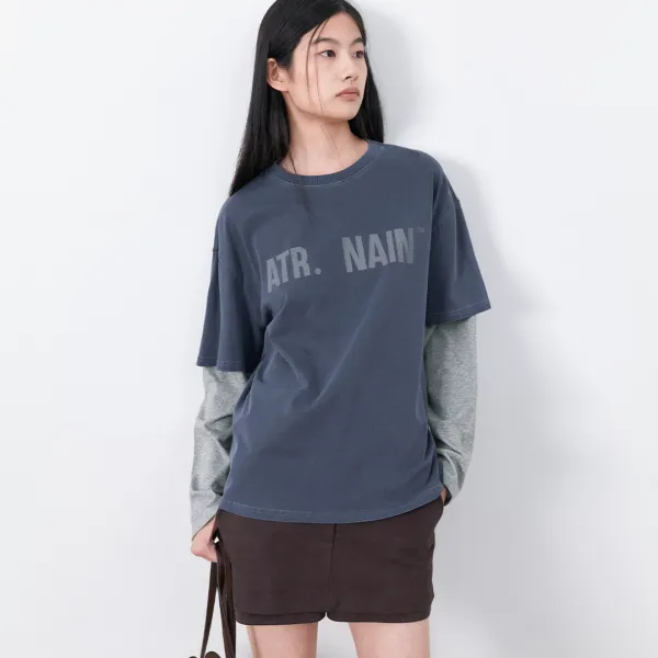 (T-7270)ATR LOGO LETTERING LAYERED TEE