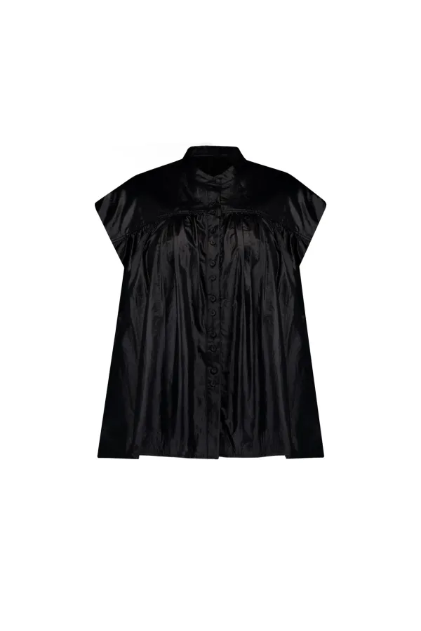 GLOSSY BUTTON SHIRT (BLACK)