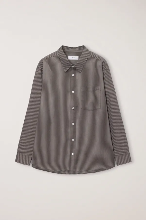 UNISEX INFORMAL SHIRT BROWN STRIPE_UDSH6C102W2