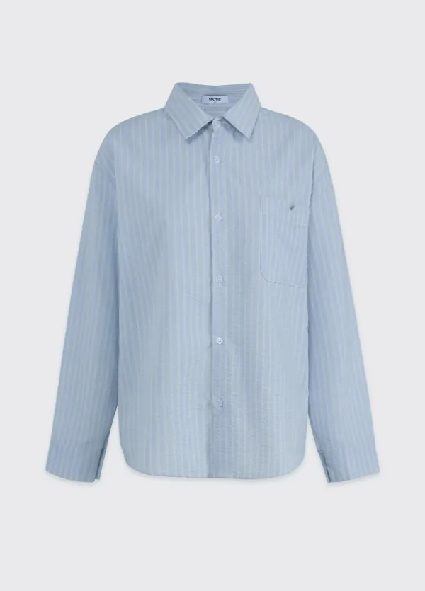  [44-120]  Phlia Stripe Overfit Shirt  필라 스트라이프 오버핏 셔츠 (봄-가을-여름-오버핏-오버핏셔츠-스트라이프-클래식-링클-미니멀-빅사이즈-자체제작) 
