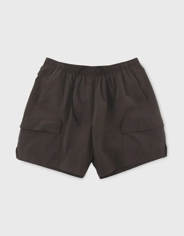 NYLON TAFFETA CARGO SHORTS / Dark Brown
