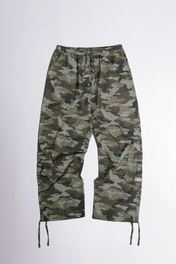 Camo Linen Cargo Jogger Pants Forest