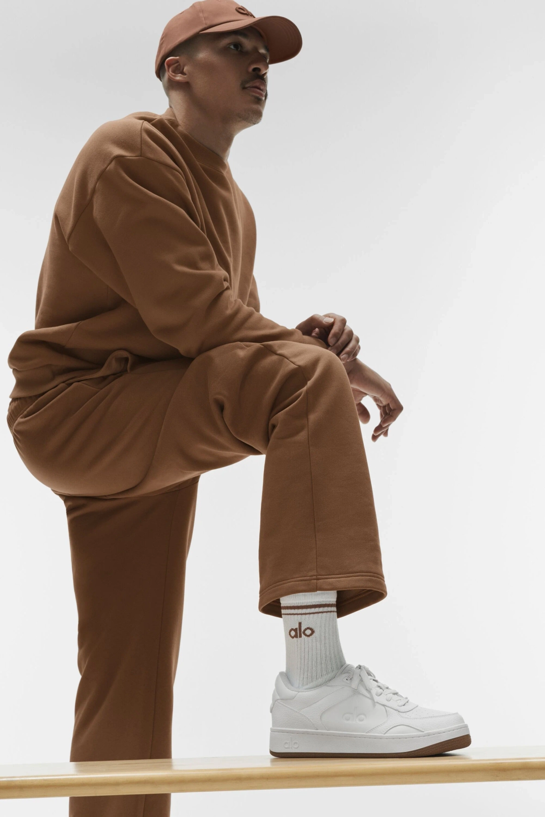 알로요가 Unisex Half-Crew Throwback Sock - White/Sun Kissed Brown 상품 이미지 3