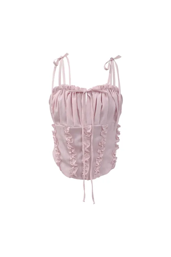 REVE CORSET SMOCKED TOP / PINK
