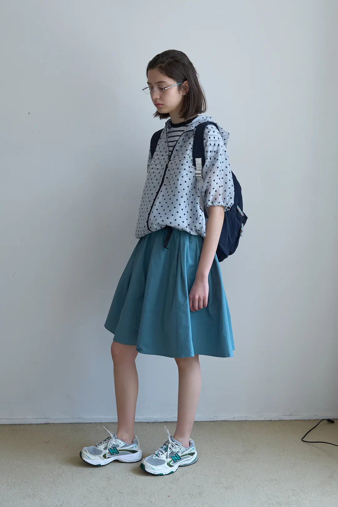 노컨텐츠 75. Belt midi skirt _ Blue green 상품 이미지 1
