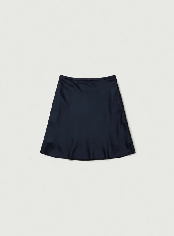 Glow Satin Midi Skirt_Navy [9월 말 순차 배송]