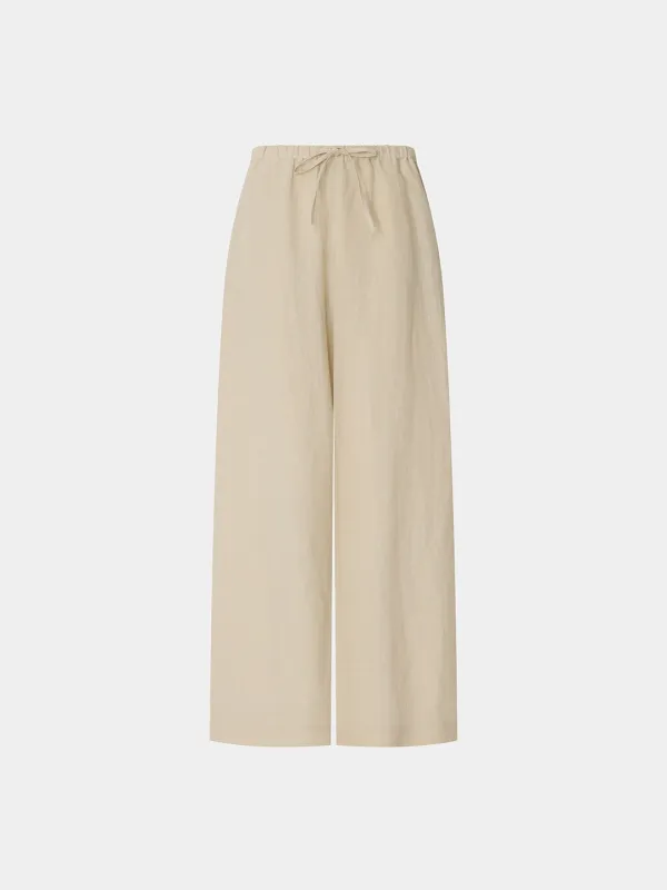 Aro linen elastic-waist long PT