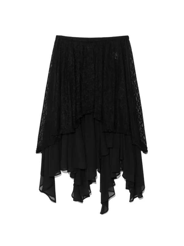 BOHO LACE LONG SKIRT (BLACK)