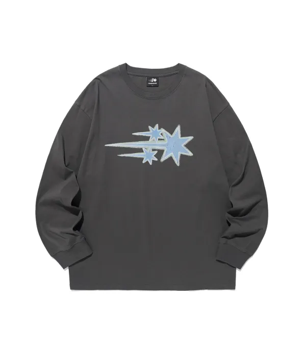 drawing 3star ls tee[charcoal]