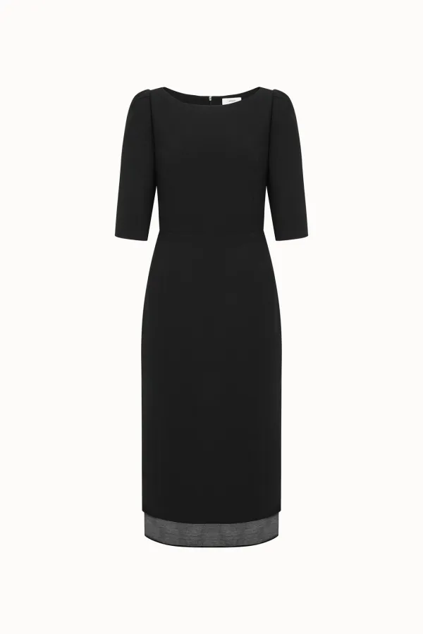Classic Boat-Neck Dress[LMBFSPDR809]-Black
