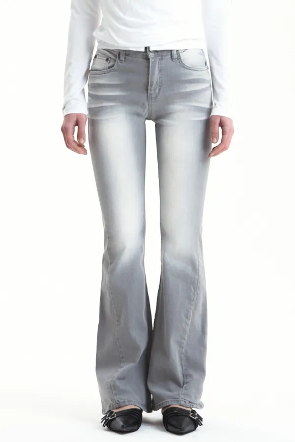 102 CAT WASHING MID-RISE JEANS GRAY