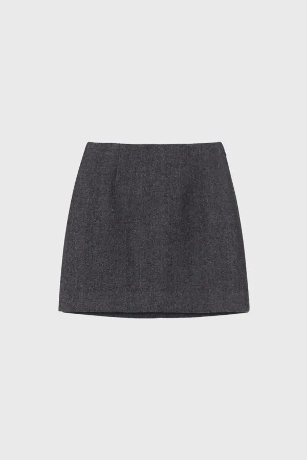 [Exclusive] Wool short skirt (dark gray)