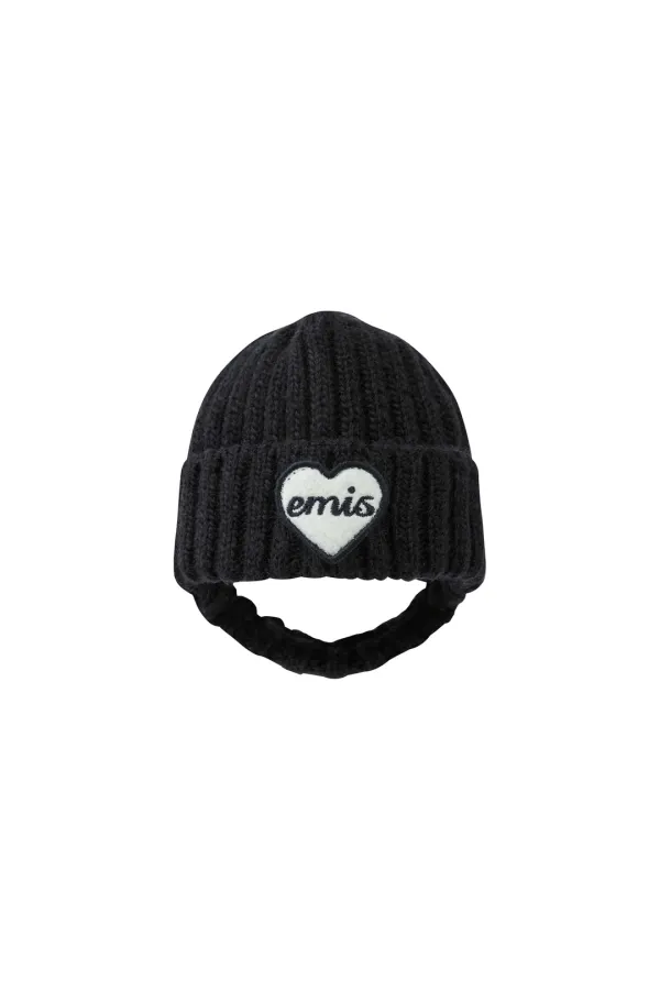 (PET) HEART WAPPEN BEANIE-DARK NAVY