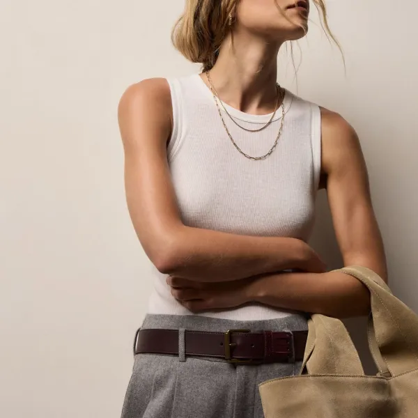 Cotton Gauze Ribbed Tank - Everest White