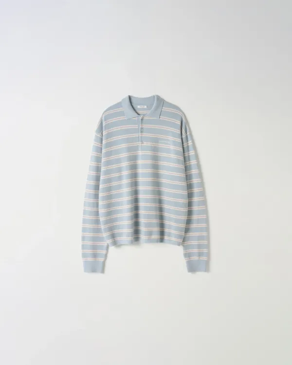 Stripe Polo Knit [BLUE]