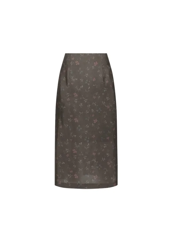 Silk floral skirt, Brown