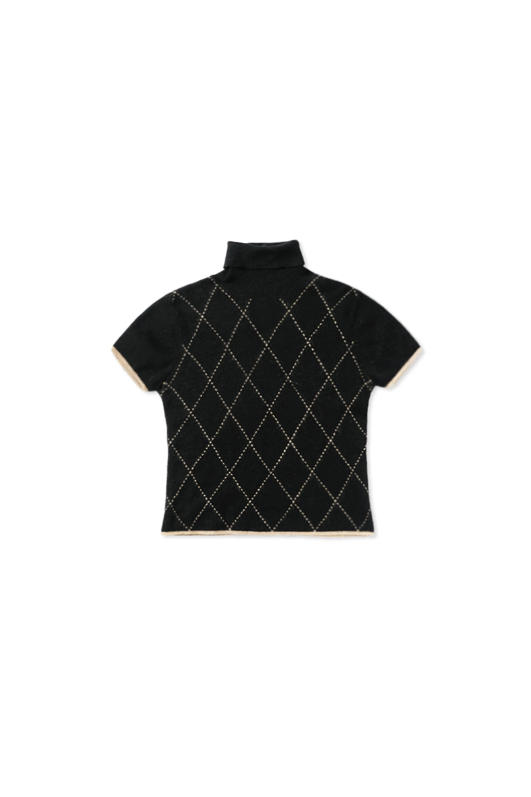 위드아웃썸머 Argyle turtleneck half knit_black 상품 이미지 3