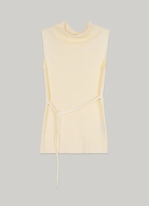 comos 1466 cotton drape neck sleeveless knit (cream)