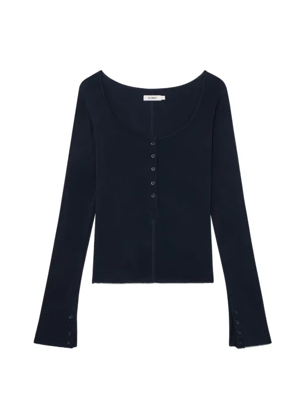 [4th] FADE BUTTON LONG SLEEVE (NAVY)
