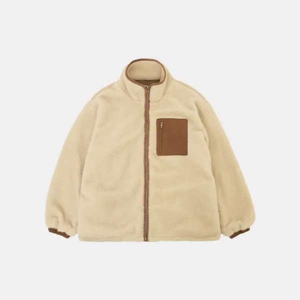 SIOT4174 페이크 시어링 집업 자켓_Camel beige
