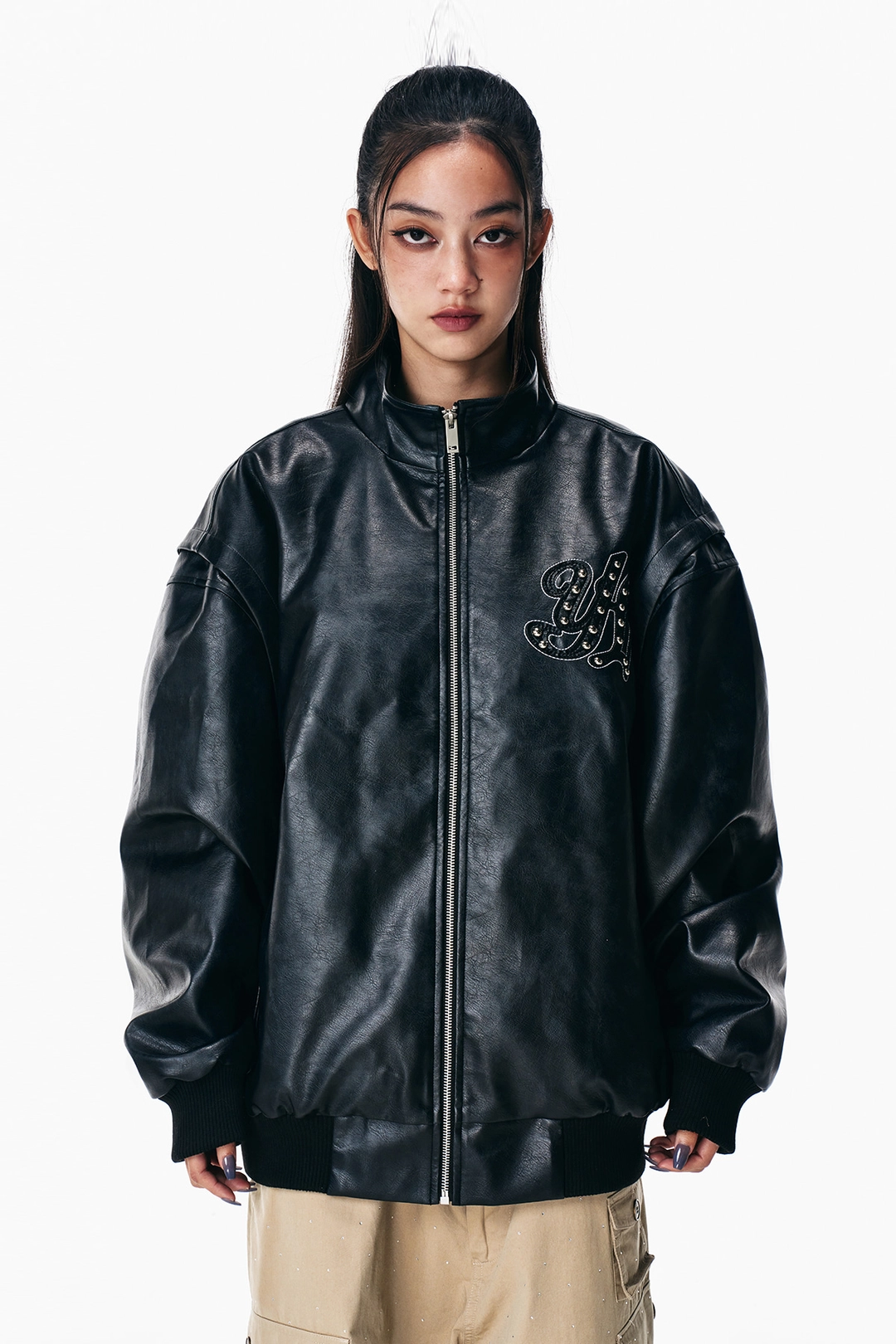 와이이이엘 FAUX LEATHER WINGED JACKET BLACK 상품 이미지 2
