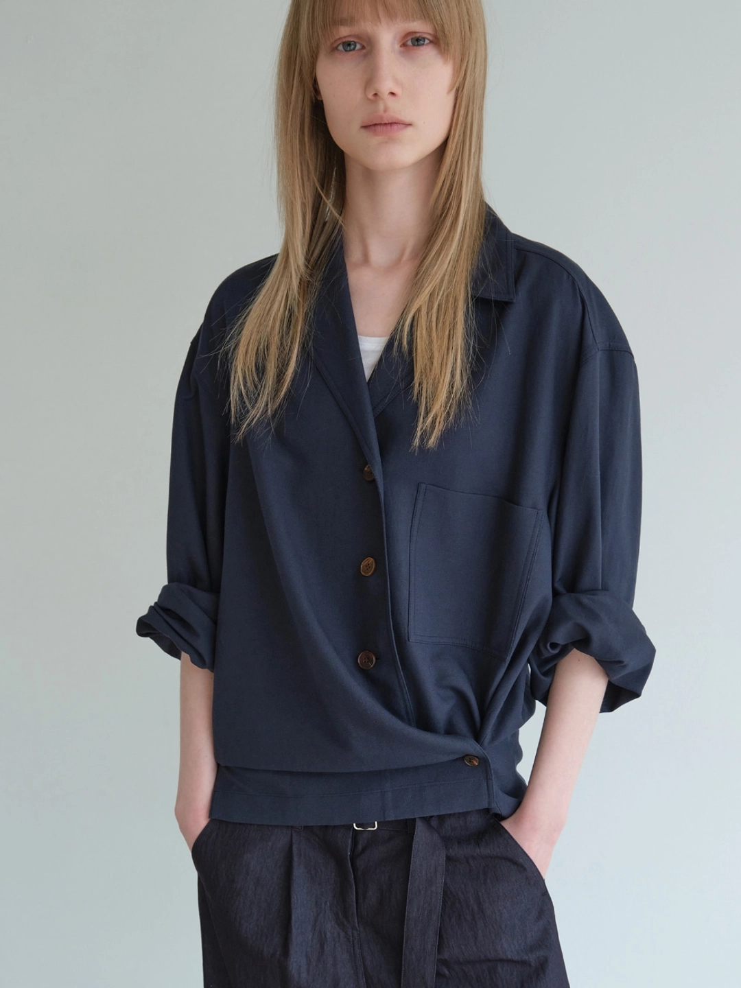 로우클래식 Open Collar 2-Way Shirt_Navy 상품 이미지 2