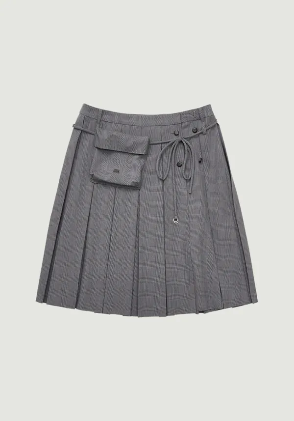 ASHA CHECK MIDI SKIRT