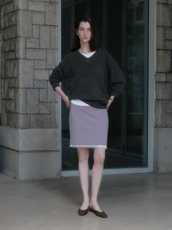 AYLA LAYERED MIDI SKIRT_ASH VIOLET