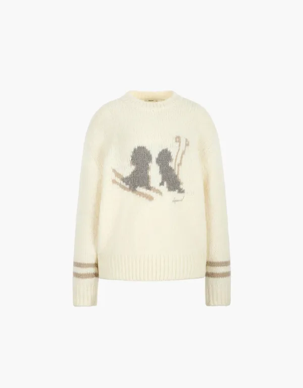 ski graphic pullover - ivory