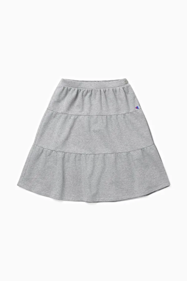 SOFT TIERED SKIRT, MELANGE GRAY