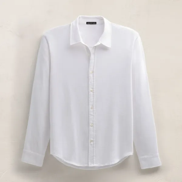 Refined Cotton Flannel Shirt - White