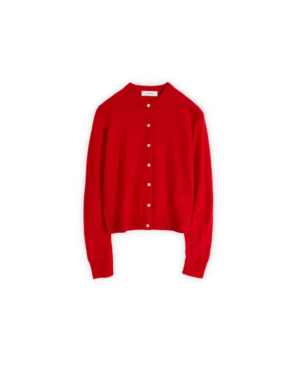 W Soft Round Cardigan, Red